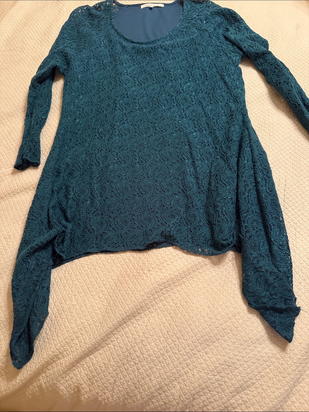 Indigo soul Teal Lace Long-Sleeve Women's Sweater